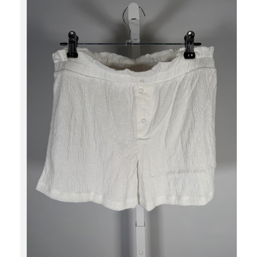 NWT YOU SAY Henley Ruffle Shortie Set PJ's in White‎ Ribbed XS-Angelcore Bridal - Picture 5 of 7